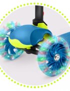 Ricokids Trotineta Loco albastru-verde pliabila ghidon reglabil roti cu Led platforma antiderapanta greutate admisa 25 kg