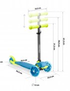 Ricokids Trotineta Loco albastru-verde pliabila ghidon reglabil roti cu Led platforma antiderapanta greutate admisa 25 kg