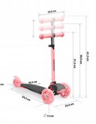 Ricokids Trotineta Loco roz-negru pliabila ghidon reglabil roti cu Led platforma antiderapanta greutate admisa 25 kg