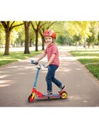 Ricokids Trotineta pentru copii Kodi AlbastruRosu pliabila inaltime ghidon reglabila platforma antiderapanta roti din PU rezistente rulmenti ABEC-7 2 frane de mana si picior manere ergonomice pliabile si cric