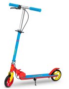 Ricokids Trotineta pentru copii Kodi AlbastruRosu pliabila inaltime ghidon reglabila platforma antiderapanta roti din PU rezistente rulmenti ABEC-7 2 frane de mana si picior manere ergonomice pliabile si cric