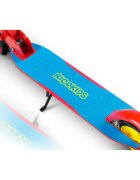 Ricokids Trotineta pentru copii Kodi AlbastruRosu pliabila inaltime ghidon reglabila platforma antiderapanta roti din PU rezistente rulmenti ABEC-7 2 frane de mana si picior manere ergonomice pliabile si cric
