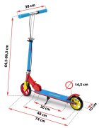 Ricokids Trotineta pentru copii Kodi AlbastruRosu pliabila inaltime ghidon reglabila platforma antiderapanta roti din PU rezistente rulmenti ABEC-7 2 frane de mana si picior manere ergonomice pliabile si cric