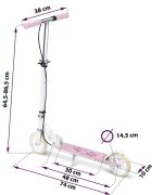 Ricokids Trotineta pentru copii Kodi Ballerina pliabila inaltime ghidon reglabila platforma antiderapanta roti din PU rezistente rulmenti ABEC-7 2 frane de mana si picior manere ergonomice pliabile si cric