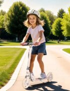Ricokids Trotineta pentru copii Kodi Ballerina pliabila inaltime ghidon reglabila platforma antiderapanta roti din PU rezistente rulmenti ABEC-7 2 frane de mana si picior manere ergonomice pliabile si cric