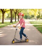 Ricokids Trotineta pentru copii Kodi GriGalben pliabila inaltime ghidon reglabila platforma antiderapanta roti din PU rezistente rulmenti ABEC-7 2 frane de mana si picior manere ergonomice pliabile si cric