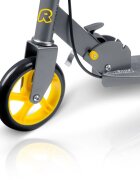 Ricokids Trotineta pentru copii Kodi GriGalben pliabila inaltime ghidon reglabila platforma antiderapanta roti din PU rezistente rulmenti ABEC-7 2 frane de mana si picior manere ergonomice pliabile si cric
