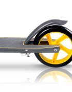 Ricokids Trotineta pentru copii Kodi GriGalben pliabila inaltime ghidon reglabila platforma antiderapanta roti din PU rezistente rulmenti ABEC-7 2 frane de mana si picior manere ergonomice pliabile si cric