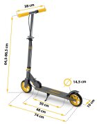 Ricokids Trotineta pentru copii Kodi GriGalben pliabila inaltime ghidon reglabila platforma antiderapanta roti din PU rezistente rulmenti ABEC-7 2 frane de mana si picior manere ergonomice pliabile si cric