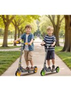 Ricokids Trotineta pentru copii Kodi NegruVerde pliabila inaltime ghidon reglabila platforma antiderapanta roti din PU rezistente rulmenti ABEC-7 2 frane de mana si picior manere ergonomice pliabile si cric