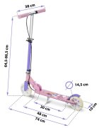 Ricokids Trotineta pentru copii Kodi Princess pliabila inaltime ghidon reglabila platforma antiderapanta roti din PU rezistente rulmenti ABEC-7 2 frane de mana si picior manere ergonomice pliabile si cric