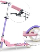 Ricokids Trotineta pentru copii Kodi Princess pliabila inaltime ghidon reglabila platforma antiderapanta roti din PU rezistente rulmenti ABEC-7 2 frane de mana si picior manere ergonomice pliabile si cric