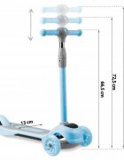 Ricokids Trotineta pentru copii Piko Albastru cu inaltime ghidon reglabilaroti cu lumi LEDcadru din aluminiu platforma antiderapantagreutate admisa 35 kg