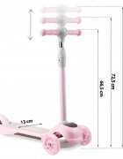 Ricokids Trotineta pentru copii Piko Roz cu inaltime ghidon reglabilaroti cu lumi LEDcadru din aluminiu platforma antiderapantagreutate admisa 35 kg