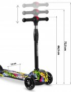 Ricokids Trotineta Piko negru-galben cu ghidon reglabil iluminare Led platforma antiderapanta greutate admisa 35 kg