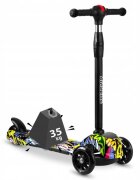 Ricokids Trotineta Piko negru-galben cu ghidon reglabil iluminare Led platforma antiderapanta greutate admisa 35 kg