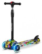 Ricokids Trotineta Piko negru-galben cu ghidon reglabil iluminare Led platforma antiderapanta greutate admisa 35 kg