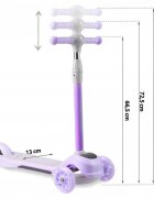 Ricokids Trotineta Piko Violet roti cu Led inaltime reglabila platforma antiderapanta cadru din aluminiu greutate admisa 35 kg