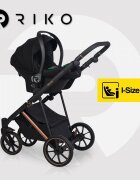Riko Carucior 4 in 1 pentru copii Velar Magma Premium Line cu parte sport scoica auto testata ADAC i-Size omologat R129 cu baza isofix accesorii incluse pana la 22 kg Negru