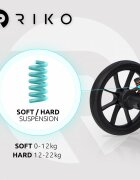 Riko Carucior 4 in 1 pentru copii Velar Magma Premium Line cu parte sport scoica auto testata ADAC i-Size omologat R129 cu baza isofix accesorii incluse pana la 22 kg Negru