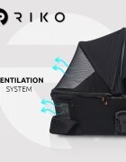 Riko Carucior 4 in 1 pentru copii Velar Magma Premium Line cu parte sport scoica auto testata ADAC i-Size omologat R129 cu baza isofix accesorii incluse pana la 22 kg Negru