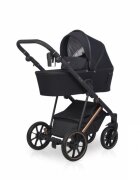 Riko Carucior pentru copii 2 in 1 Velar Magma Premium Line cu suspensii maner reglabil pe inaltime geanta si accesorii incluse pana la 22 kg Negru