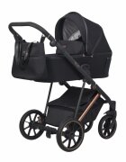 Riko Carucior pentru copii Velar Magma Premium Line 3 in 1 omologat i-Size R129 cu suspensii maner reglabil pe inaltime cu scoica auto Geanta si accesorii incluse pana la 22 kg Negru