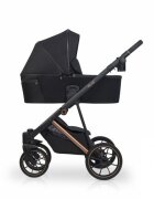 Riko Carucior pentru copii Velar Magma Premium Line 3 in 1 omologat i-Size R129 cu suspensii maner reglabil pe inaltime cu scoica auto Geanta si accesorii incluse pana la 22 kg Negru