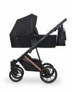 Riko Carucior pentru copii Velar Magma Premium Line 3 in 1 omologat i-Size R129 cu suspensii maner reglabil pe inaltime cu scoica auto Geanta si accesorii incluse pana la 22 kg Negru