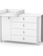RKids Comoda pentru copii Monaco cu 4 sertare si 2 rafturi cu manere din piele Albgri