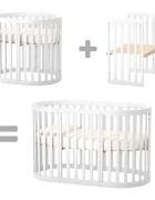 RKids Patut 3 in 1 din lemn de fag Roma pentru copii 140 x 70 cm Alb