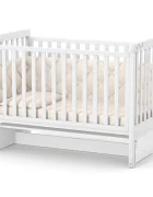 RKids Patut din lemn de fag Como pentru copii 120 x 60 cm cu laterala detasabila inaltime reglabila a saltelei lamele detasabile si sina pentru dentitie Alb