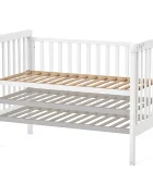 RKids Patut din lemn de fag Como pentru copii 120 x 60 cm cu laterala detasabila inaltime reglabila a saltelei lamele detasabile si sina pentru dentitie Alb