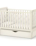 RKids Patut din lemn de fag Como pentru copii 120 x 60 cm cu laterala detasabila inaltime reglabila a saltelei lamele detasabile si sina pentru dentitie Ivory