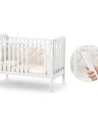 RKids Patut din lemn de fag Como pentru copii 120 x 60 cm cu laterala detasabila inaltime reglabila a saltelei lamele detasabile si sina pentru dentitie Ivory