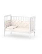 RKids Patut din lemn de fag Como pentru copii 120 x 60 cm cu laterala detasabila inaltime reglabila a saltelei lamele detasabile si sina pentru dentitie Ivory