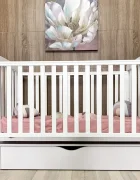 RKids Patut din lemn de fag Como pentru copii 120 x 60 cm cu laterala detasabila inaltime reglabila a saltelei lamele detasabile si sina pentru dentitie Ivory