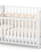 RKids Patut din lemn de fag Oslo pentru copii 120 x 60 cm 0-4 ani cu sina pentru dentitie inaltimea saltelei reglabila si laterala detasabila alb