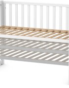 RKids Patut din lemn de fag Oslo pentru copii 120 x 60 cm 0-4 ani cu sina pentru dentitie inaltimea saltelei reglabila si laterala detasabila alb