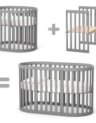 RKids Patut din lemn de fag pentru copii Roma 3 in 1 Graphite 140 x 70 cm