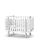 RKids Patut din lemn masiv de fag Monaco pentru copii 0-4 ani 120 x 60 cm inaltimea saltelei reglabila in 4 nivele si laterala detasabila alb-gri