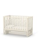 RKids Patut din lemn masiv de fag Oslo pentru copii 0-4 ani 120 x 60 cm cu sina pentru dentitie inaltimea saltelei reglabila si laterala detasabila ivory