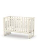 RKids Patut din lemn masiv de fag Oslo pentru copii 0-4 ani 120 x 60 cm cu sina pentru dentitie inaltimea saltelei reglabila si laterala detasabila ivory