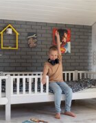 RKids Patut pentru adolescenti din fag si pal 160 x 80 cm de la 3 ani Monaco alb-gri