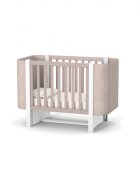 RKids Patut pentru copii 120 x 60 cm din lemn de fag 0-4 ani Monaco Velour Cappuccino cu inaltimea saltelei reglabila si laterala detasabila