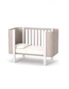 RKids Patut pentru copii 120 x 60 cm din lemn de fag 0-4 ani Monaco Velour Cappuccino cu inaltimea saltelei reglabila si laterala detasabila