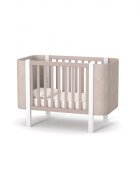 RKids Patut pentru copii 120 x 60 cm din lemn de fag 0-4 ani Monaco Velour Cappuccino cu inaltimea saltelei reglabila si laterala detasabila