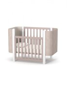 RKids Patut pentru copii 120 x 60 cm din lemn de fag 0-4 ani Monaco Velour Cappuccino cu inaltimea saltelei reglabila si laterala detasabila