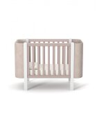 RKids Patut pentru copii 120 x 60 cm din lemn de fag 0-4 ani Monaco Velour Cappuccino cu inaltimea saltelei reglabila si laterala detasabila