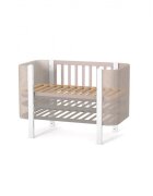RKids Patut pentru copii 120 x 60 cm din lemn de fag 0-4 ani Monaco Velour Cappuccino cu inaltimea saltelei reglabila si laterala detasabila